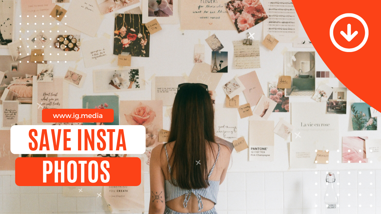 Step-by-step guide illustration showing how to save Instagram photos in high quality